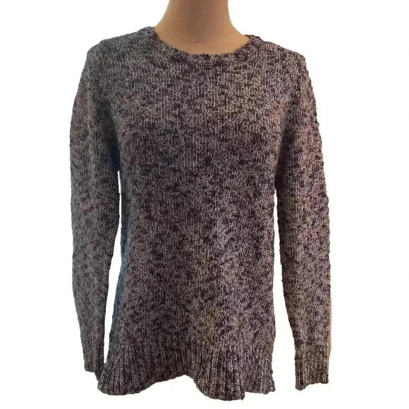 LL Bean Blue White Space Dye Knit Sweater Size Small EUC - Picture 2 of 3